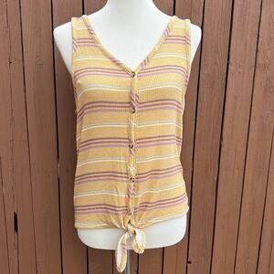 Mudd | NWT Size Large Golden Stripe Tank with Tie Bottom